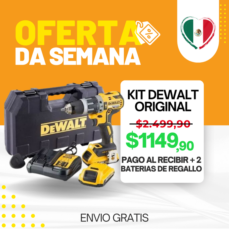 KIT DEWALT ORIGINAL: TALADRO DE ALTO IMPACTO + 26 ACCESORIOS + 2 BATERIAS - CIERRE DE LA TIENDA!!!